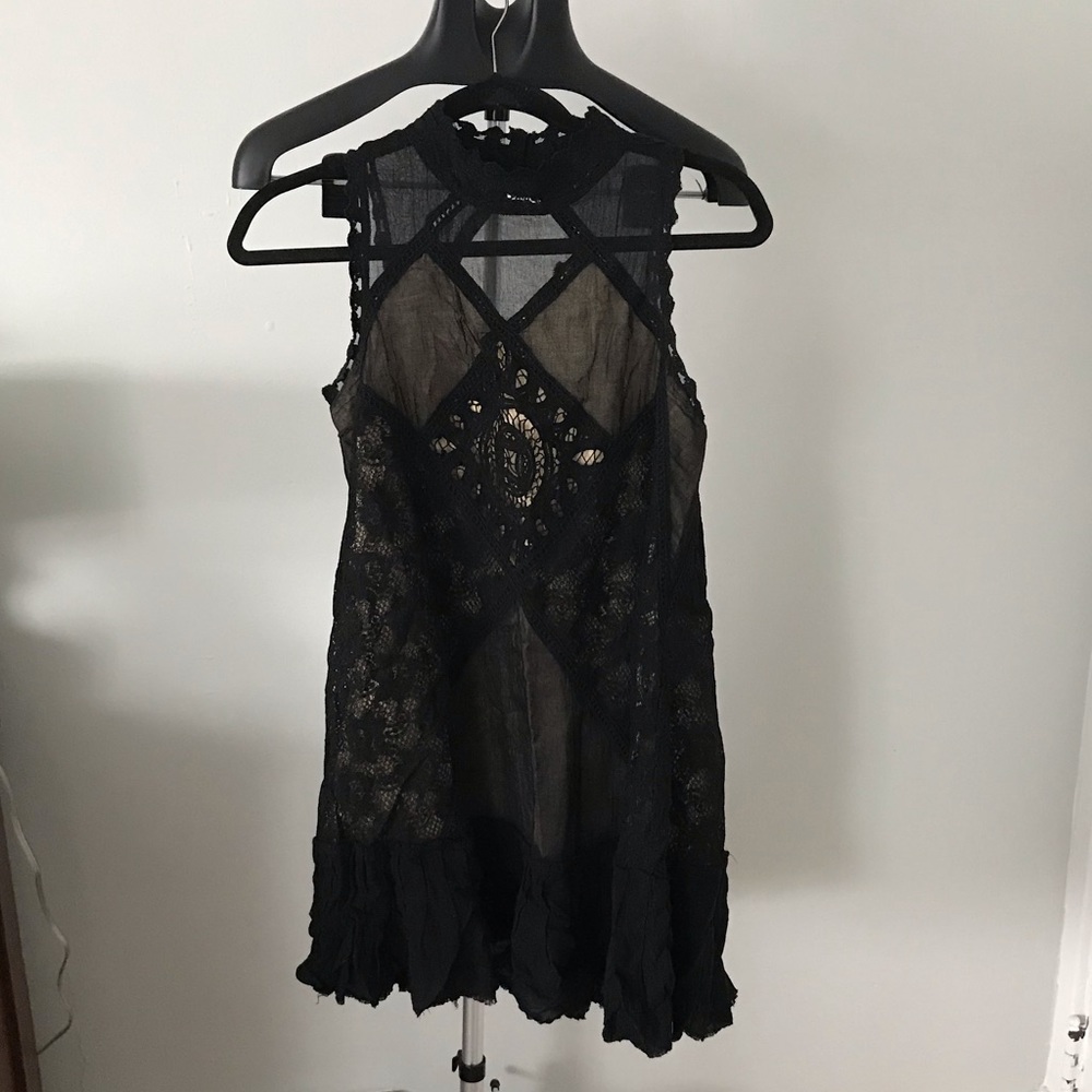 FREE PEOPLE HIGH NECK LACE DRESS